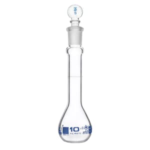 10mL Clear Glass Volumetric Flask with No. 9 Glass Stopper - Class B