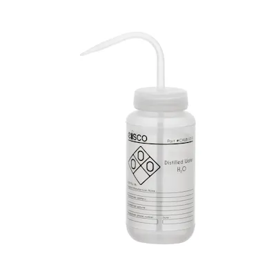 500mL (16.9 oz.) Distilled Water Wide Mouth Wash Bottle with Natural Dispensing Nozzle