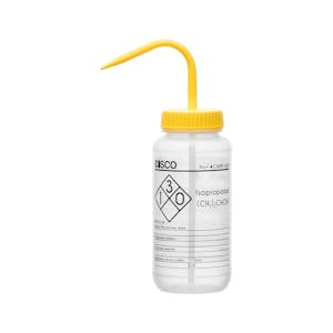 500mL (16.9 oz.) Isopropanol Wide Mouth Wash Bottle with Yellow Dispensing Nozzle