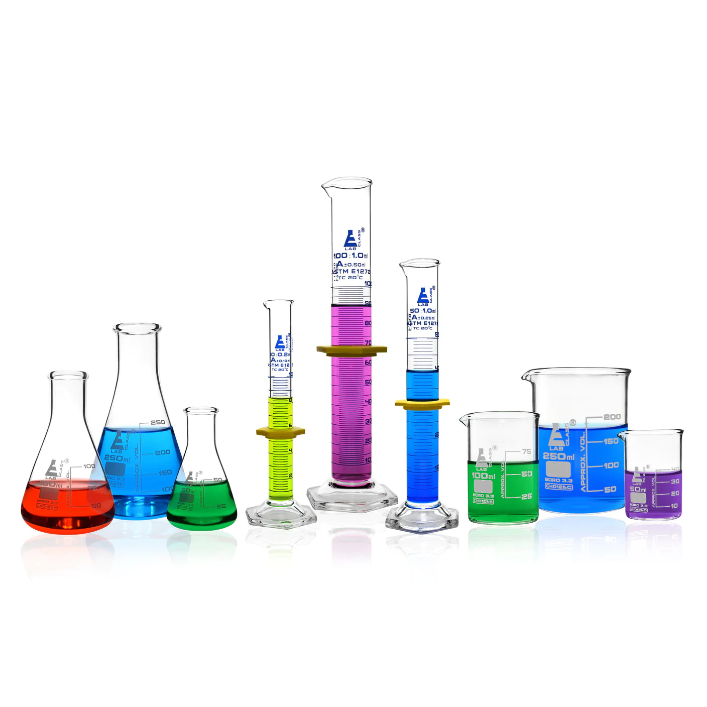 Lab Essentials Glassware Set with (3) Beakers, (3) Erlenmeyer Flasks ...