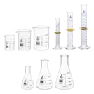Lab Essentials Glassware Set with (3) Beakers, (3) Erlenmeyer Flasks & (3) Cylinders