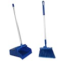 12" Blue Polypropylene Sparta® Angled Upright Broom with Flagged Bristles, 30" Aluminum Handle & Upright Lobby Dustpan with Open Lid 