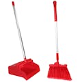 12" Red Polypropylene Sparta® Angled Upright Broom with Flagged Bristles, 30" Aluminum Handle & Upright Lobby Dustpan with Open Lid 