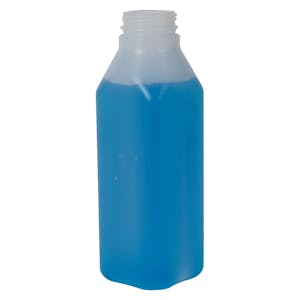 16 oz. Natural HDPE Tall Square Bottle with 38mm DBJ Neck (Cap Sold Separately)