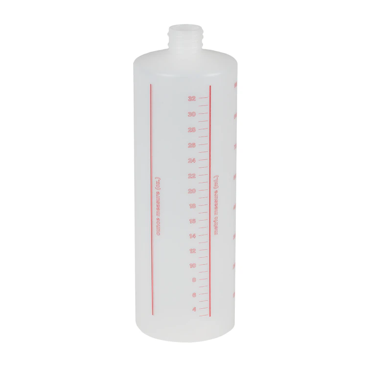 32 oz. Natural HDPE Cylindrical Measuring & Dilution Bottle with 28/410 Neck (Cap Sold Separately)