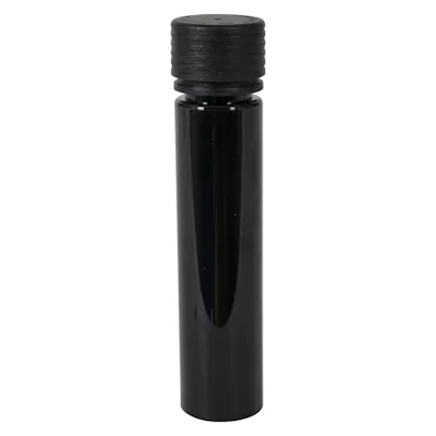 0.64 oz. (19cc) 95mm Black PET Spiral Tube with Black Polypropylene Child-Resistant Cap (CRC) & Seal