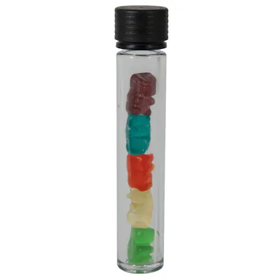 0.76 oz. (22.5cc) 115mm Clear PET Spiral Tube with Black Polypropylene Child-Resistant Cap (CRC) & Seal