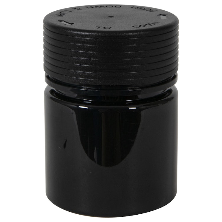 3 oz. (90cc) Black PET Spiral Container with Black CRC Cap & Seal