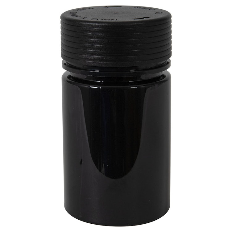 5 oz. (150cc) Black PET Spiral Container with Black CRC Cap & Seal