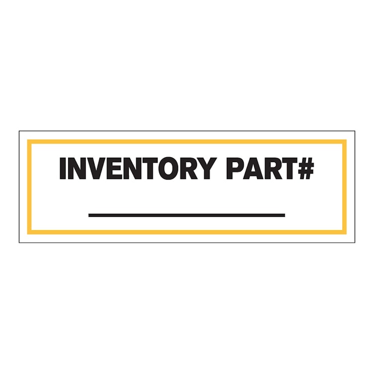 "Inventory Part Number ____" Rectangular Paper Write-On Label with Yellow Border - 3" x 1"