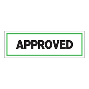 "Approved" Rectangular Paper Label with Green Border - 3" x 1"