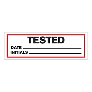 "Tested" with "Date __" & "Initials __" Rectangular Paper Write-On Label with Red Border - 3" x 1"