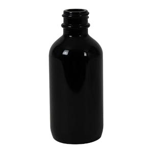 2 oz. Black Glass Boston Round Bottle with 20/400 Neck (Cap Sold Separately)