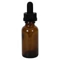 1 oz. Amber Glass Boston Round Bottle with 20/400 Black Graduated CRC Dropper Cap with Glass Pipette