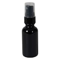 1 oz. Black Glass Boston Round Bottle with 20/400 Black Smooth Finger Sprayer