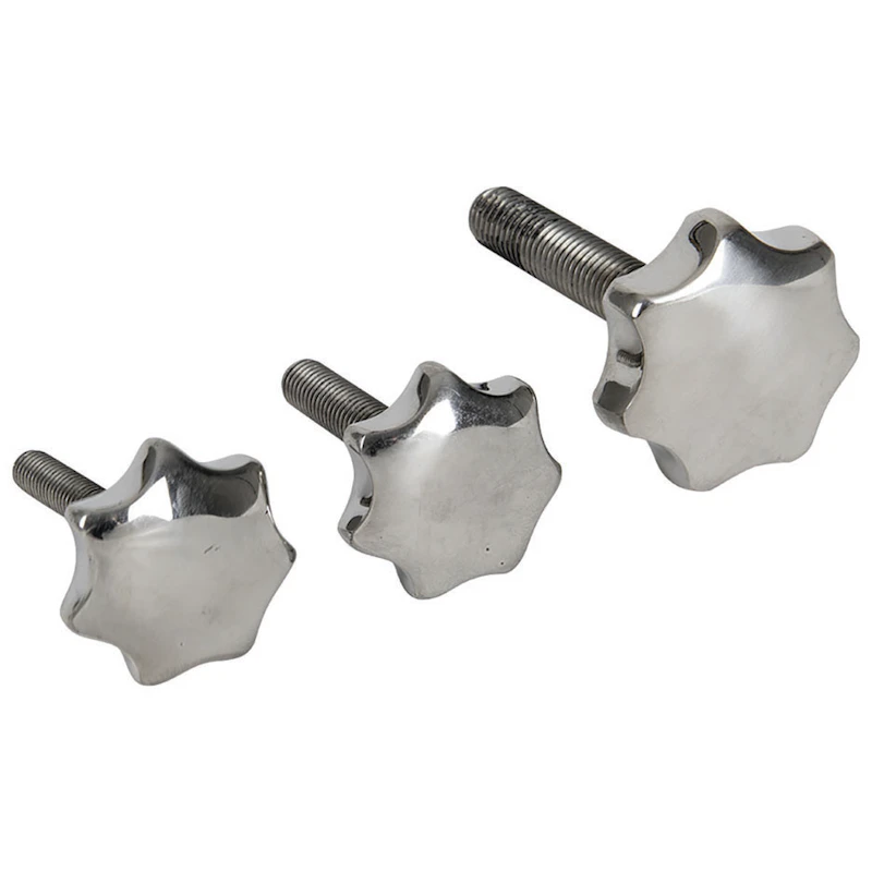 Solid Stainless Steel Star Knobs with Threaded Studs