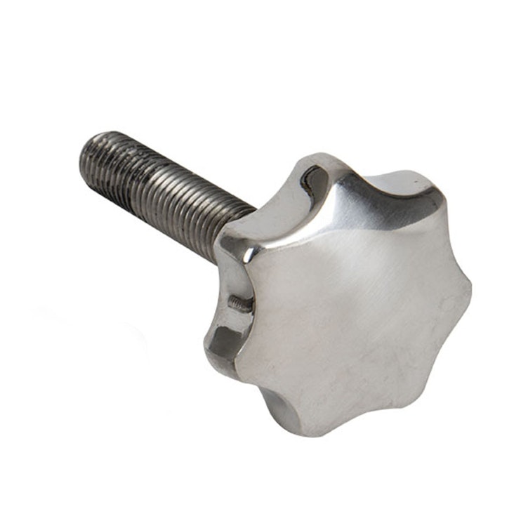1.57" Dia., 3/8"-16 Thread Solid Stainless Steel Star Knob with 1.96" L Stud
