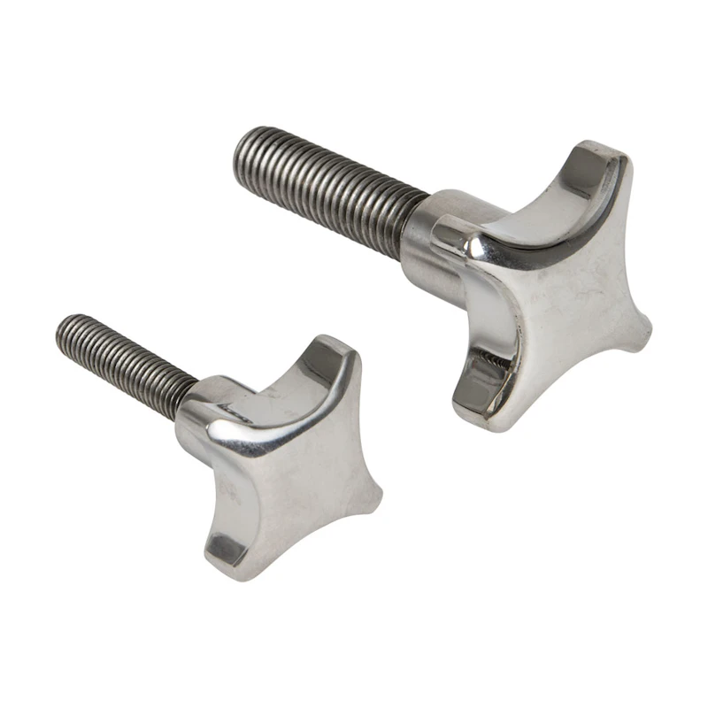 Solid Stainless Steel 4-Prong Knobs with Threaded Studs