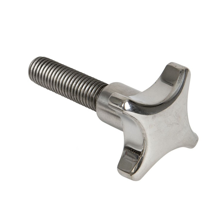 1.57" Dia., 3/8"-16 Thread Solid Stainless Steel 4 Prong Knob with 1.96" L Stud