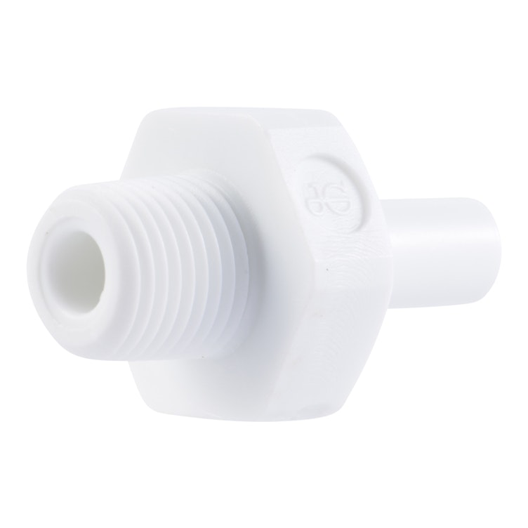 3/8" Stem OD x 1/4" NPTF Super Speedfit® White Acetal Male Stem Adapter Tube Fitting