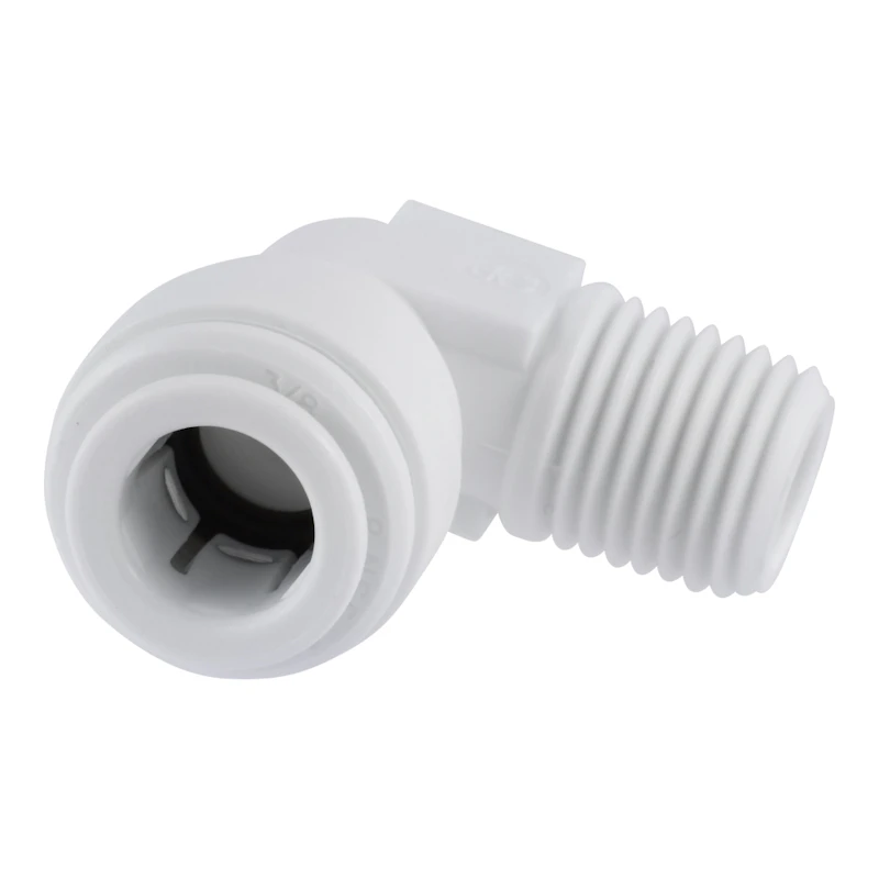 3/8" Tube OD x 1/4" NPTF Super Speedfit® White Acetal Fixed Male Elbow Tube Fitting