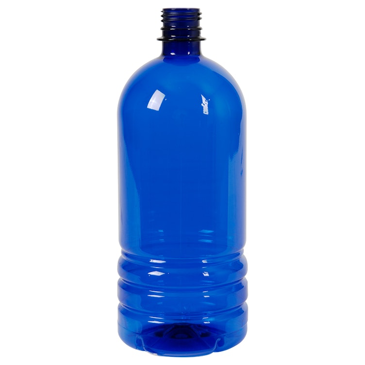 1 Liter (33.81 oz.) Blue PET Water Bottle with 28mm PCO Neck (Cap Sold Separately)