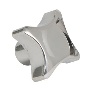 1.57" Dia., 5/16"-18 Thread Solid Stainless Steel 4 Prong Knob with Tapped Blind Hole