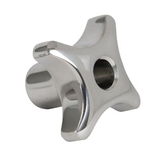 1.57" Dia., 5/16"-18 Thread Solid Stainless Steel 4 Prong Knob with Tapped Through Hole