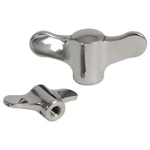 1.97" Dia., #10-24 Thread Solid Stainless Steel Wing Knob with Tapped Blind Hole