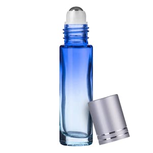 10mL Ocean (Gradient Blue to Clear) Glass Roller Bottle with 16/410 Silver Cap