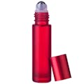 10mL Cherry Red Matte Glass Roller Bottle with 16/410 Red Cap