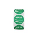 "Accepted" with "By __" & "Date __" Round Paper Write-On Label with Green Background - 2" Dia.