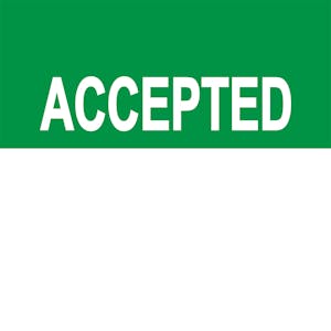 "Accepted" with Write-On Block Round Paper Write-On Label with Green Header - 2" Dia.