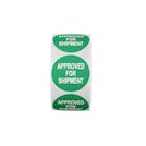 "Approved for Shipment" Round Paper Label with Green Background - 2" Dia.