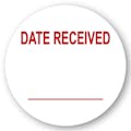 "Date Received ____" Round Paper Write-On Label with Red Font - 2" Dia.