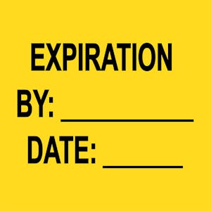 "Expiration" with "By __" & "Date __" Round Paper Write-On Label with Yellow Background - 2" Dia.