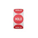 "Hold" Round Paper Label with Red Background - 2" Dia.