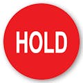 "Hold" Round Paper Label with Red Background - 2" Dia.
