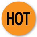 "Hot" Round Paper Label with Orange Background - 2" Dia.