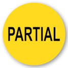 "Partial" Round Paper Label with Yellow Background - 2" Dia.