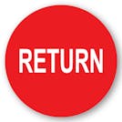 "Return" Round Paper Label with Red Background - 2" Dia.