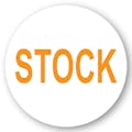 "Stock" Round Paper Label with Orange Font - 2" Dia.