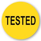 "Tested" Round Paper Label with Yellow Background - 2" Dia.