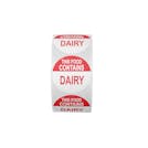 "Contains Dairy" Round Paper Label with Red Header - 2" Dia.