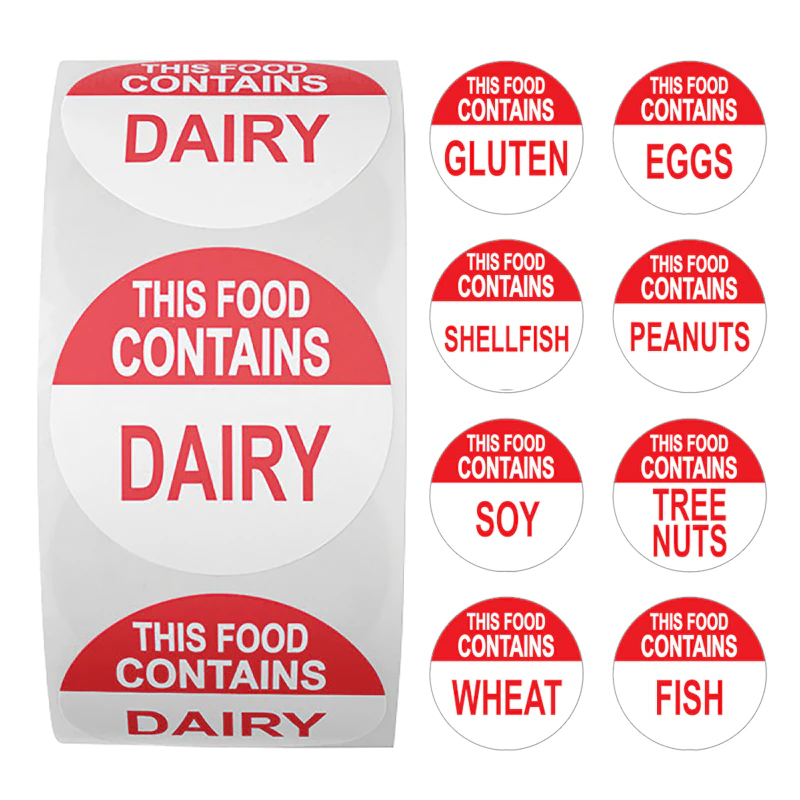 "Food Allergen" Round Labels