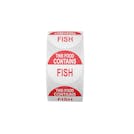 "Contains Fish" Round Paper Label with Red Header - 2" Dia.