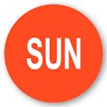 "Sun" Round Paper Label with Orange Background - 2" Dia.