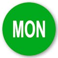 "Mon" Round Paper Label with Green Background - 2" Dia.