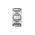 "Tues" Round Paper Label with Gray Background - 2" Dia.
