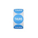 "Thurs" Round Paper Label with Blue Background - 2" Dia.
